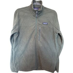 Patagonia Men's Olive Green Waffle Knit Quarter Zip Pullover Fleece Top Size S